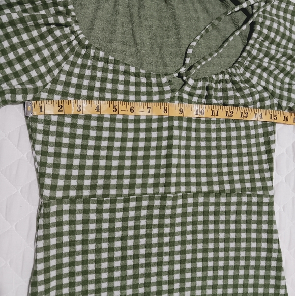 Madewell Jacquard Puff-Sleeve Mini Dress in Gingham Check Faded Palm Size XS - Picture 9 of 13